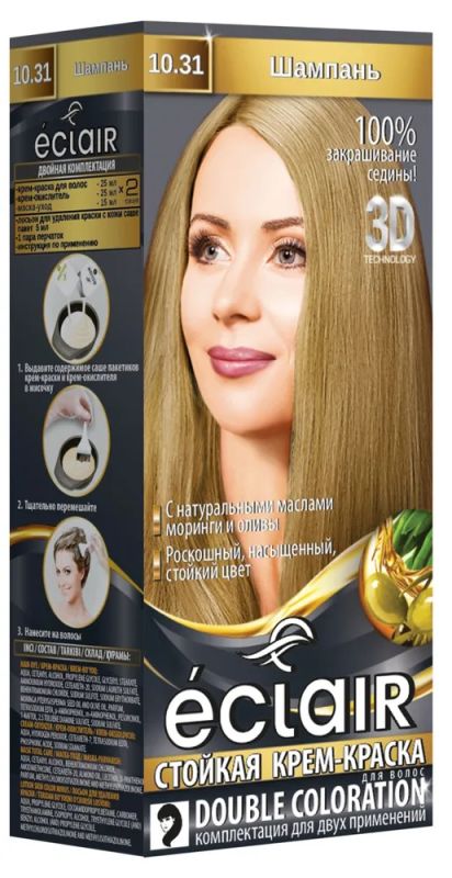 Стойкая крем-краска для волос ECLAIR ''3 D'' N 10,31 Шампань